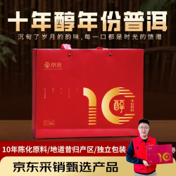 京觅 茶叶 云南普洱茶10年陈普洱熟茶小金砖300g 茶叶礼盒送人 10年陈普洱熟茶300g