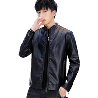 pierre cardin/皮尔·卡丹 立领 男士皮夹克