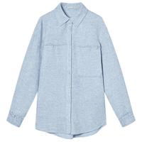 对白 2025秋冬通勤纯色休闲小香风肌理感女式翻领长袖衬衫外套
