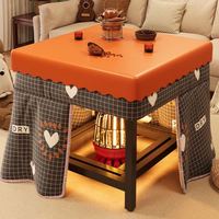 移动端、京东百亿补贴：木匠印记 烤火桌子一体取暖家用取暖桌正方形可折叠电暖桌烤火炉餐桌茶桌 烤火架+桌面+布罩 66厘米