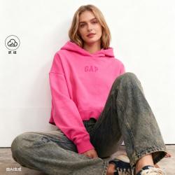 Gap 女装2025秋季款印花字母logo宽松抓绒连帽卫衣美版429497