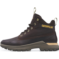 CAT 男士户外休闲百搭防泼水牛皮高帮休闲鞋 深棕色 40