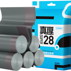 SODOLIKE 尚岛抽绳垃圾袋黑色45*50cm120只双面2.4丝点断免撕
