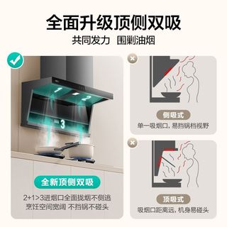 华帝油烟机K7小飞翼顶侧双吸抽油烟机家用7字型变频烟机