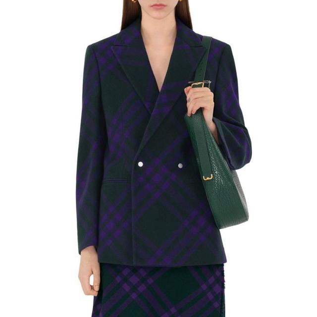 超V会员：BURBERRY 【商务轻奢风】女式含棉羊毛时髦撞色格纹高级质感垫肩西服