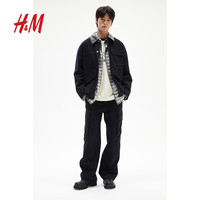 H&M 男装中腰宽松阔腿帆布工装裤