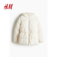 H&M 女装立领大廓形保暖收腰拉链连帽棉袄棉衣