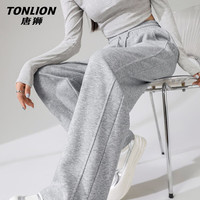 唐狮 直筒裤子女装阔腿休闲裤春秋季新款拼接设计感潮流显瘦运动女裤装