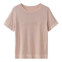 OSA 欧莎 女士圆领短袖T恤 S122JB16003 香槟色 XL