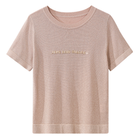 OSA 欧莎 女士圆领短袖T恤 S122JB16003 香槟色 XS