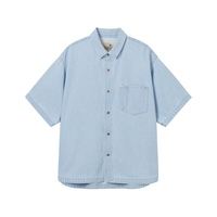 Levi's®SilverTab™25年春夏男士休闲短袖工装牛仔衬衫外套 浅蓝色 XL
