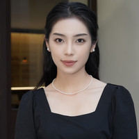 都熙（DOHX）极光淡水珍珠项链小米珠链925银锁骨链珠宝首饰 S925银白【3.5-4mm】近正圆/极光