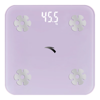 安踏安踏（ANTA）体脂称 智能电子秤人体精准体重秤 称重称脂肪男女减肥用 高精度家用精准LED高清屏幕 樱花紫4电极体脂称【充电款】