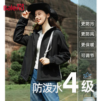 班尼路 软壳三防加绒外套 黑#纯色