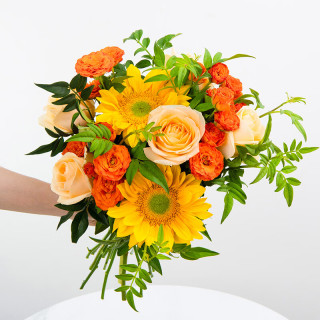 京东鲜花 京东鲜  花橘子向日葵玫瑰花束