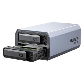 绿联 UGREEN硬盘阵列盒磁盘柜铝合金多双盘位RAID外接SATA底座笼架读取器