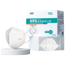 界面医疗 N95无呼吸阀医用防护口罩 25只 白色