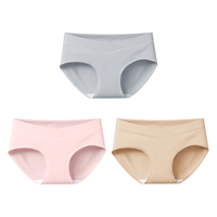 babycare bc babycare棉款低腰内裤女四季孕早中晚期无痕托腹透气怀孕期 奶油肤+蜜桃粉+燕麦 L
