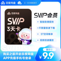 百度网盘 会员 直充到账 填手机号充值 极速下载 超级会员SVIP3天卡