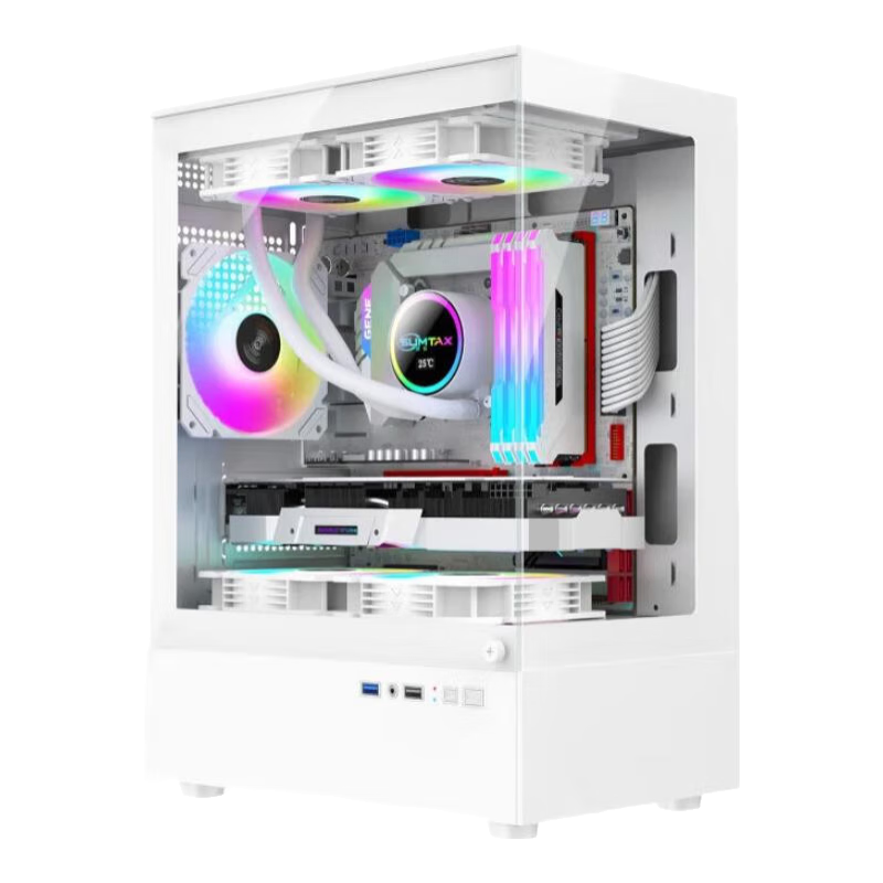 EVESKY 玄武MINI 无立柱海景房机箱 M-ATX主板/270°广角玻璃侧透 240水冷游戏电脑主机箱 支持4090显卡 玄武MINI白色【支持M-ATX主板/240水冷】