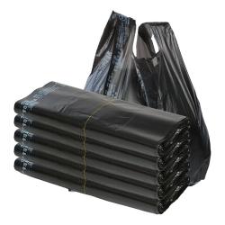 本迪 背心垃圾袋黑色38*60cm*100只3.2丝加厚免撕款厨房手提大塑料袋桶