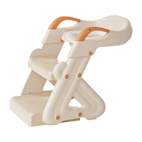 雅亲（YAQIN）儿童马桶坐便器阶梯式男小孩女宝宝厕所可折叠便携楼梯辅助凳 【加厚三角 升级】奶油黄-PP硬垫