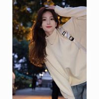 WEIZIMAN白色高领毛衣女宽松韩版慵懒风针织衫上衣