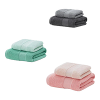 三利加厚毛巾2条男士纯棉抗菌家用洗脸洗澡女面巾全棉吸水不掉毛粉+青 【国风精梳棉130g】粉青/2条