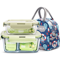 创得 保鲜盒套装 1020ml+700ml+包 北欧绿