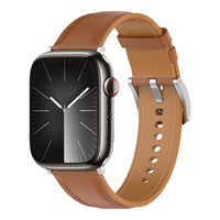 KMaxAI适用苹果手表S9真皮表带apple watch SE/8/7/6/5/4/3/2/1代头层牛皮商务手表带iwatch腕带 浅棕