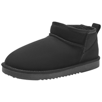 热风男士雪地靴毛绒保暖户外靴男靴复古纯色经典舒适棉鞋男短靴子