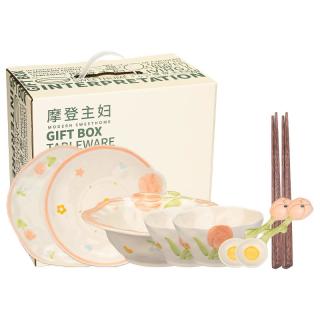摩登主妇 郁见花开餐具套装碗碟盘家用釉下彩