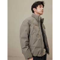 GXG 男装 无缝压胶羽绒服休闲雅丹风压印立领保暖短款#G24DY24001