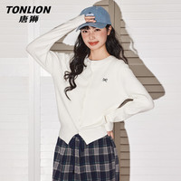 唐狮(TonLion)毛衣女装针织开衫安迪绒纱线外套春秋季上衣服小个子刺绣小衫