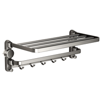 天地鱼 吸盘毛巾架卫生间免打孔浴巾架子浴室置物架一体厕所收纳挂钩挂杆 枪灰吸盘毛巾架46CM