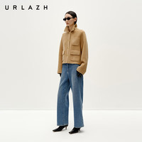 URLAZH冬季新款驼色短款箱型羊绒大衣外套女 驼色