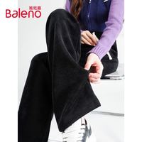 Baleno 裤子女装窄版细条绒直筒裤子2026春秋新款潮流显高小个子休闲裤装 黑#纯色  L