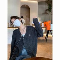 零柒零捌秋冬软糯麻花毛衣女外套宽松学院风针织衫上衣