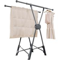 比人小馒头晾衣架落地折叠室内伸缩晾衣杆阳台晒被家用挂衣架 免安装【X型双杆】伸缩1.4米-灰