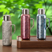 八奈司EPORAS日本内外纯钛保温杯男茶水分离焖泡茶杯保温水壶 粉色800ml