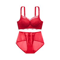 都市丽人本命年红色内衣套装女无钢圈专利侧推聚拢蕾丝文胸套装 2B25W2