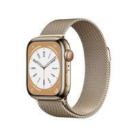Apple 苹果 Watch Series 8 智能手表 45mm GPS+蜂窝网络款 金色不锈钢表壳 金色米兰尼斯表带(GPS、血氧、ECG)