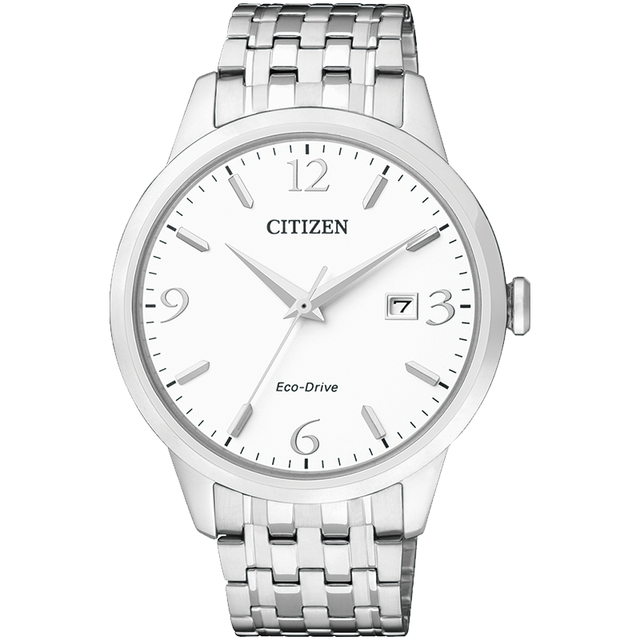 CITIZEN 光动能白盘日显钢带腕表 BM7300-50A