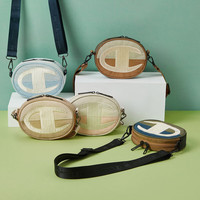 Champion 冠军圆饼包撞色刺绣手机包男女单肩包百搭休闲斜挎包