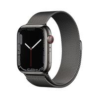 Apple 苹果 Watch Series 7 智能手表 45mm GPS+蜂窝版 石墨色不锈钢表壳 银色米兰尼斯表带(ECG、血氧)