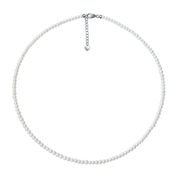 珍珠皇后 S925银淡水baby珍珠项链 近圆强光3-4mm小米珠锁骨链 周长约40cm+3cm延长链