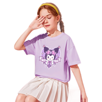 真维斯女童半袖T恤2024夏季儿童时尚衣服女中大童时髦短袖打底衬衫 【短袖】（紫色）K摸脸紫兔 110