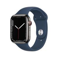 Apple 苹果 Watch Series 7 智能手表 45mm GPS+蜂窝版 石墨色不锈钢表壳 深邃蓝色运动型表带（GPS、血氧、心率)