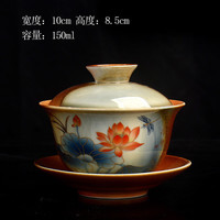 景盏 可悬停盖碗不烫手荷花三才功夫茶具