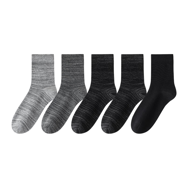 京东京造 新疆棉四季秋冬吸汗休闲袜透气 拼纱色5双